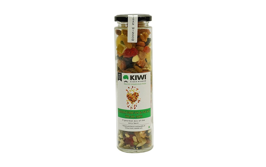 Kiwi Kisan Window Seeds Fruits & Nuts Trail Mix    Glass Jar  200 grams